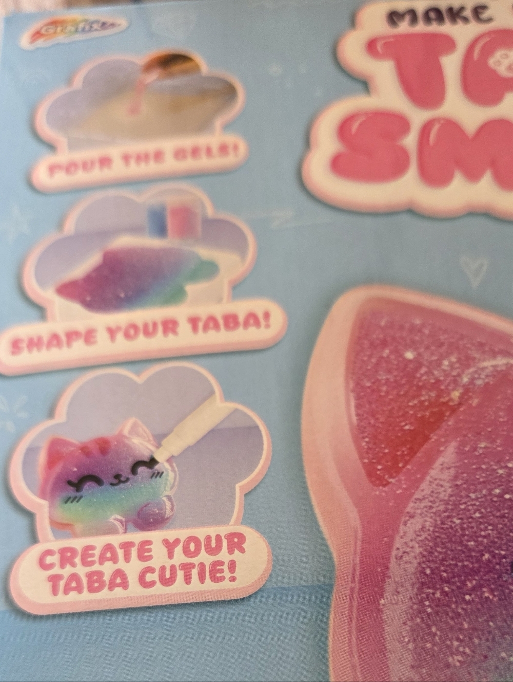 Make Your Own Taba Smoosh Kit Pastel Glitter Cat Design NIB - Picture 4 of 10